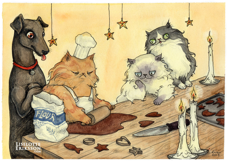 'Baking Gingerbread' - A4 print