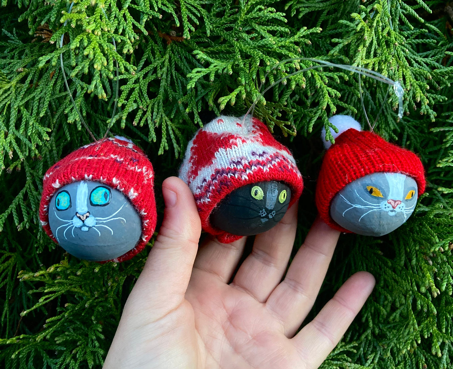Kitty Yule Tree Ornament Trio