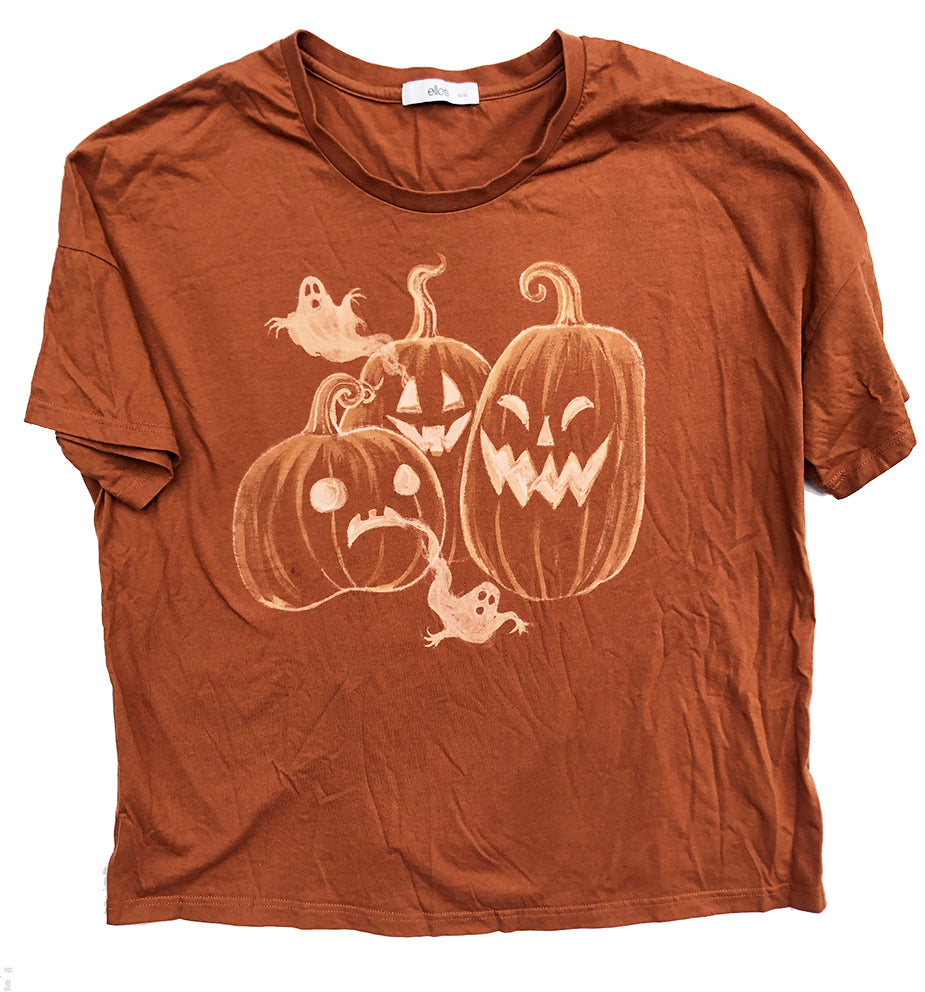 “Jack O Lanterns' one of a kind upcycled t-shirt (size: L-XL)