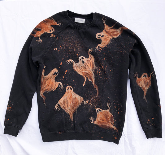 ‘Ghosties' one of a kind upcycled sweatshirt (size: L)