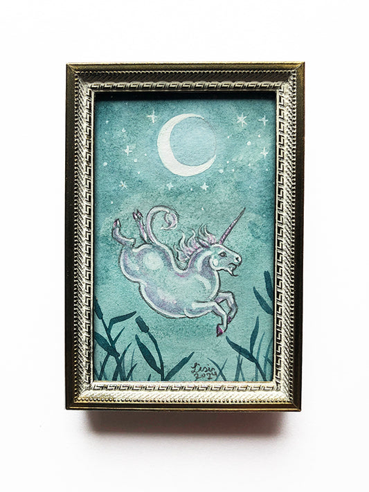 'Crescent Unicorn' Framed Mini Painting