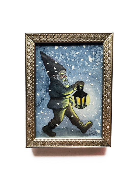'Snow Gnome' Framed Mini Painting