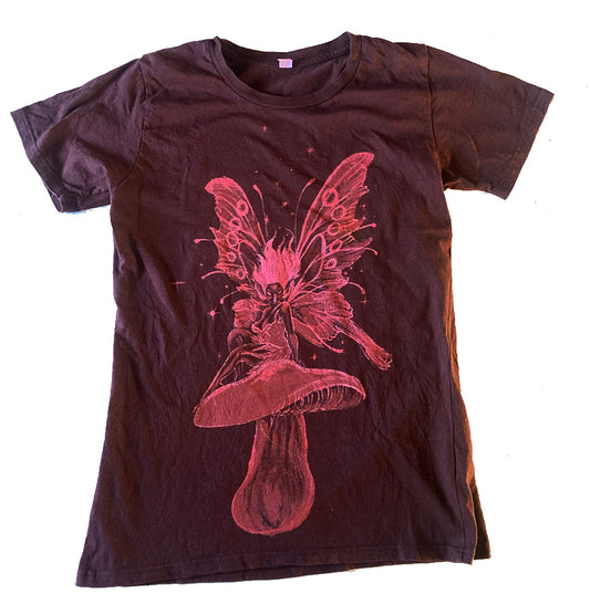 ‘Mushroom Faerie' one of a kind upcycled t-shirt (size: S)