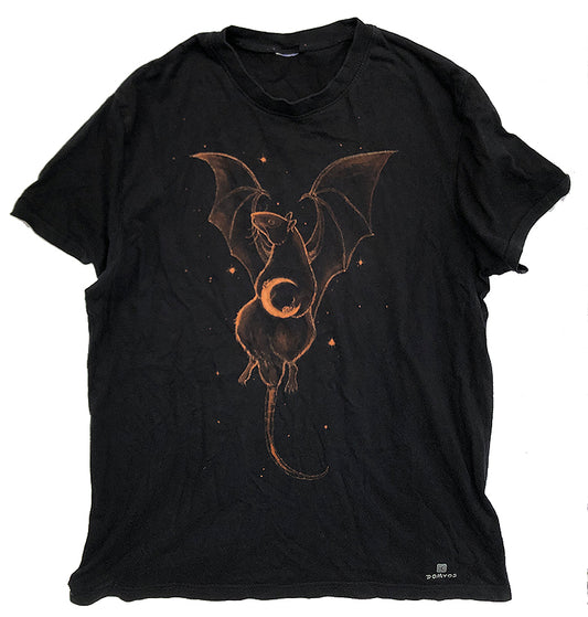 ‘Bat Rat Holding the Moon' one of a kind upcycled t-shirt (size: M)