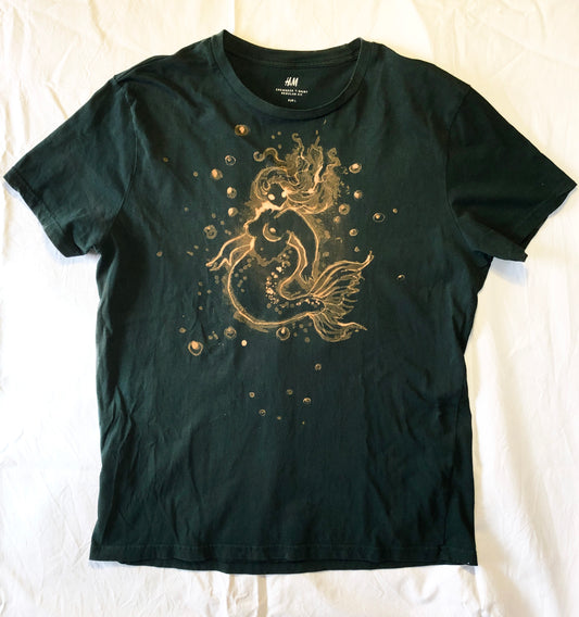 ‘Fire Mermaid' one of a kind upcycled t-shirt (size: L)
