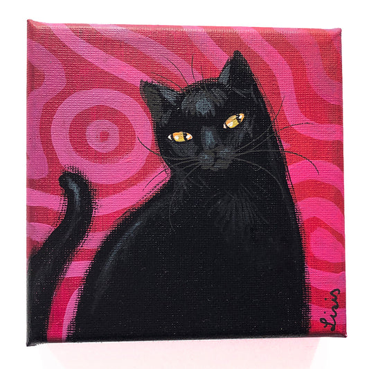 ‘Black Cat II’ Acrylic Painting on Canvas