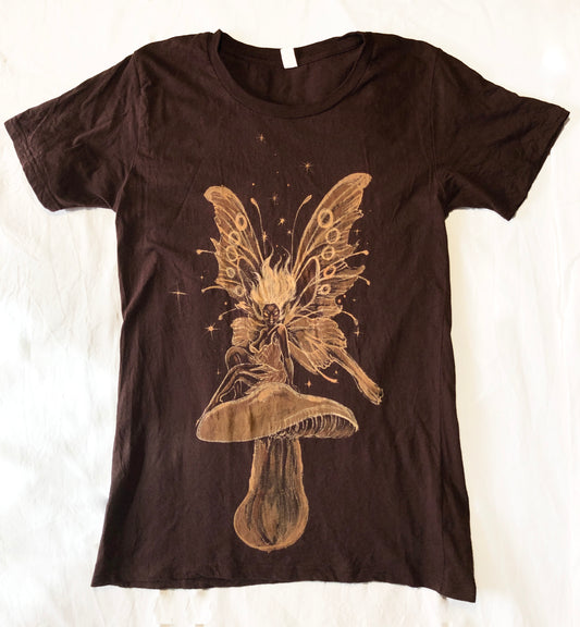 ‘Mushroom Faerie' one of a kind upcycled t-shirt (size: S)