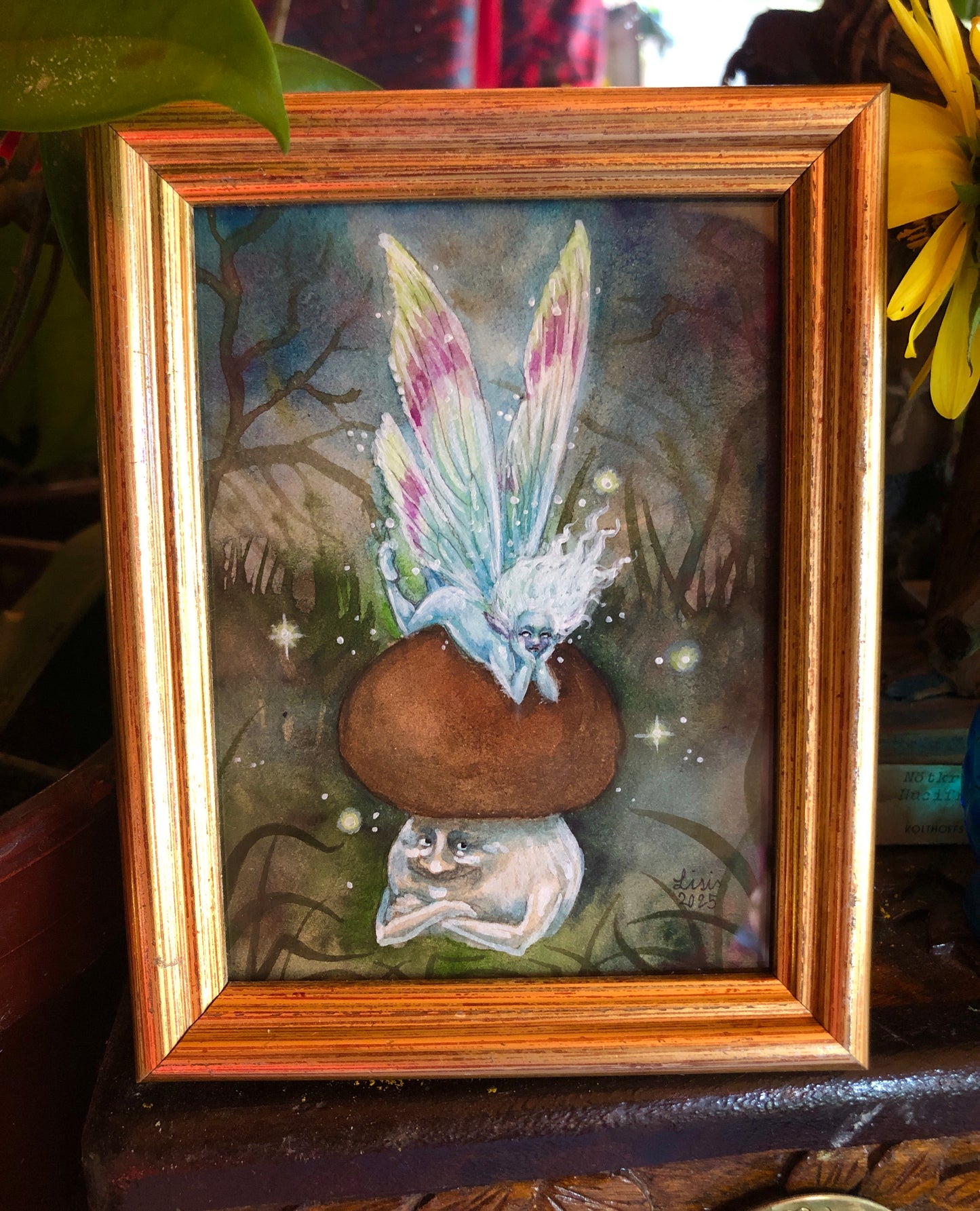 ’Faerie on Boletus' Framed Mini Painting