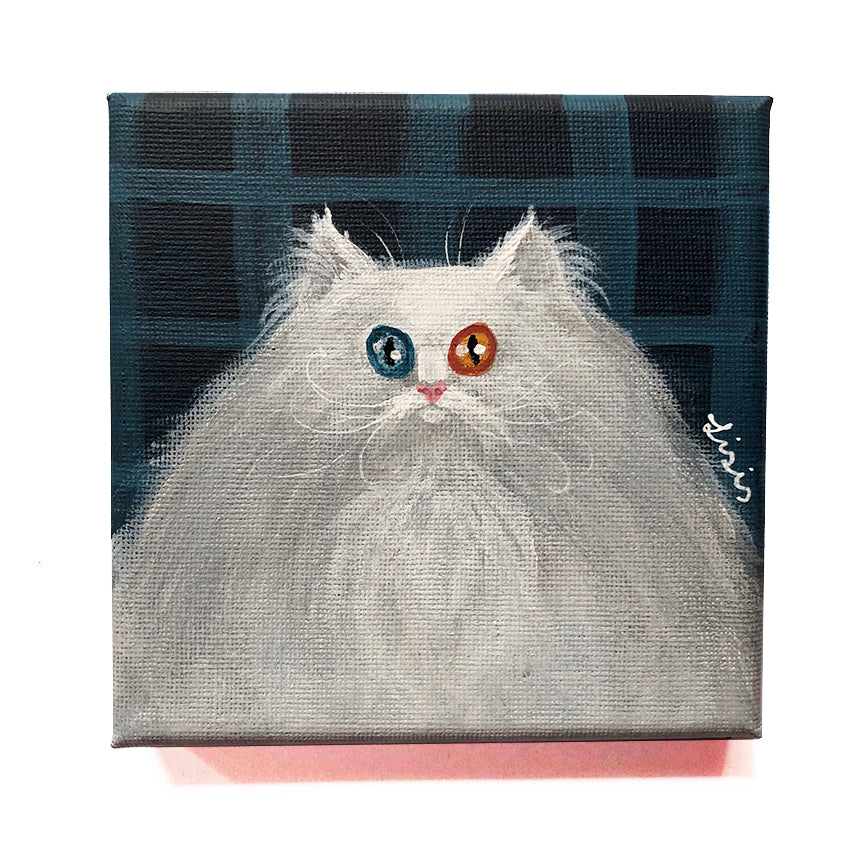 ‘White Cat’ Acrylic Painting on Canvas