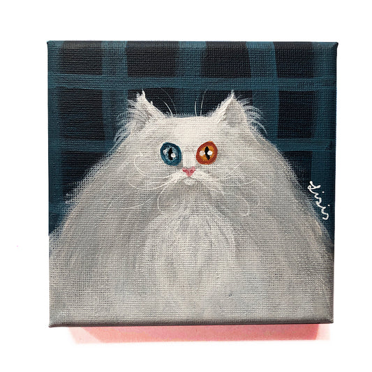 ‘White Cat’ Acrylic Painting on Canvas