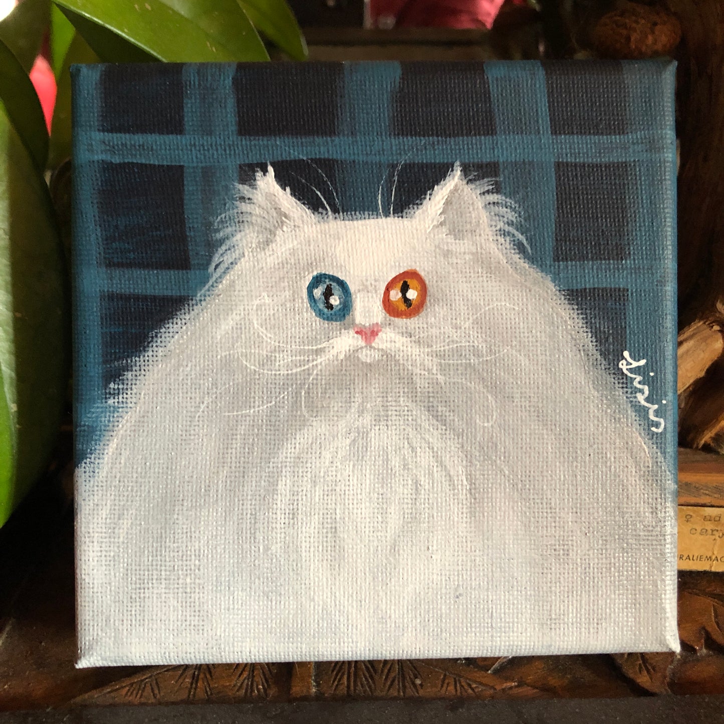‘White Cat’ Acrylic Painting on Canvas