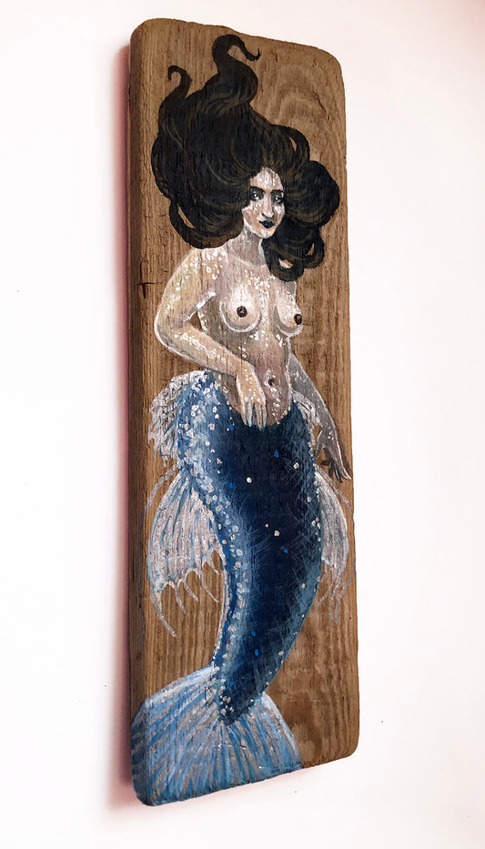 ’Driftwood Mermaid II” Painting on Driftwood