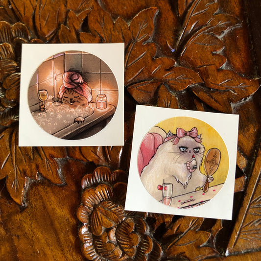 'Luxurious Kitties' sticker duo