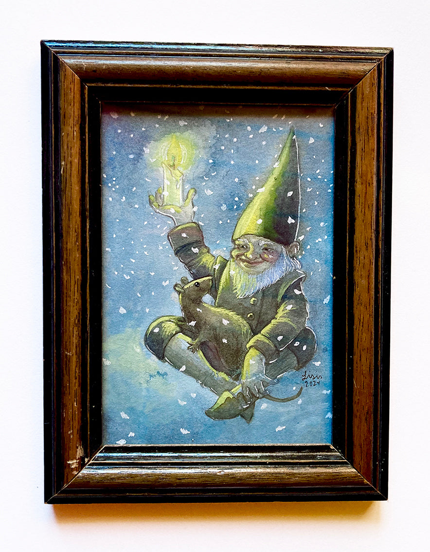 'Gnome & Rat' Framed Painting