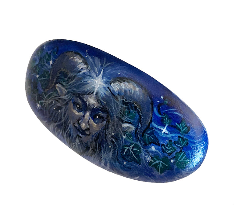 Hand painted 'Midnight Faun' Wood Barrette/Hairclip
