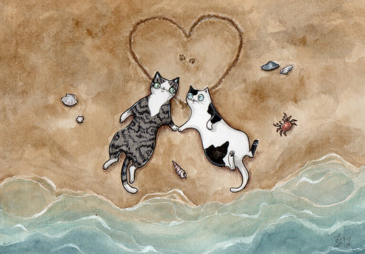 'Beach Cats' - A4 print