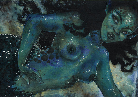 'Blue Mermaid 2' - A4 print