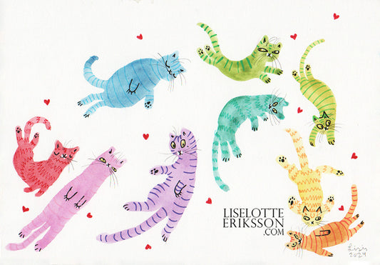 'Colourful Kitties' Original Illustration