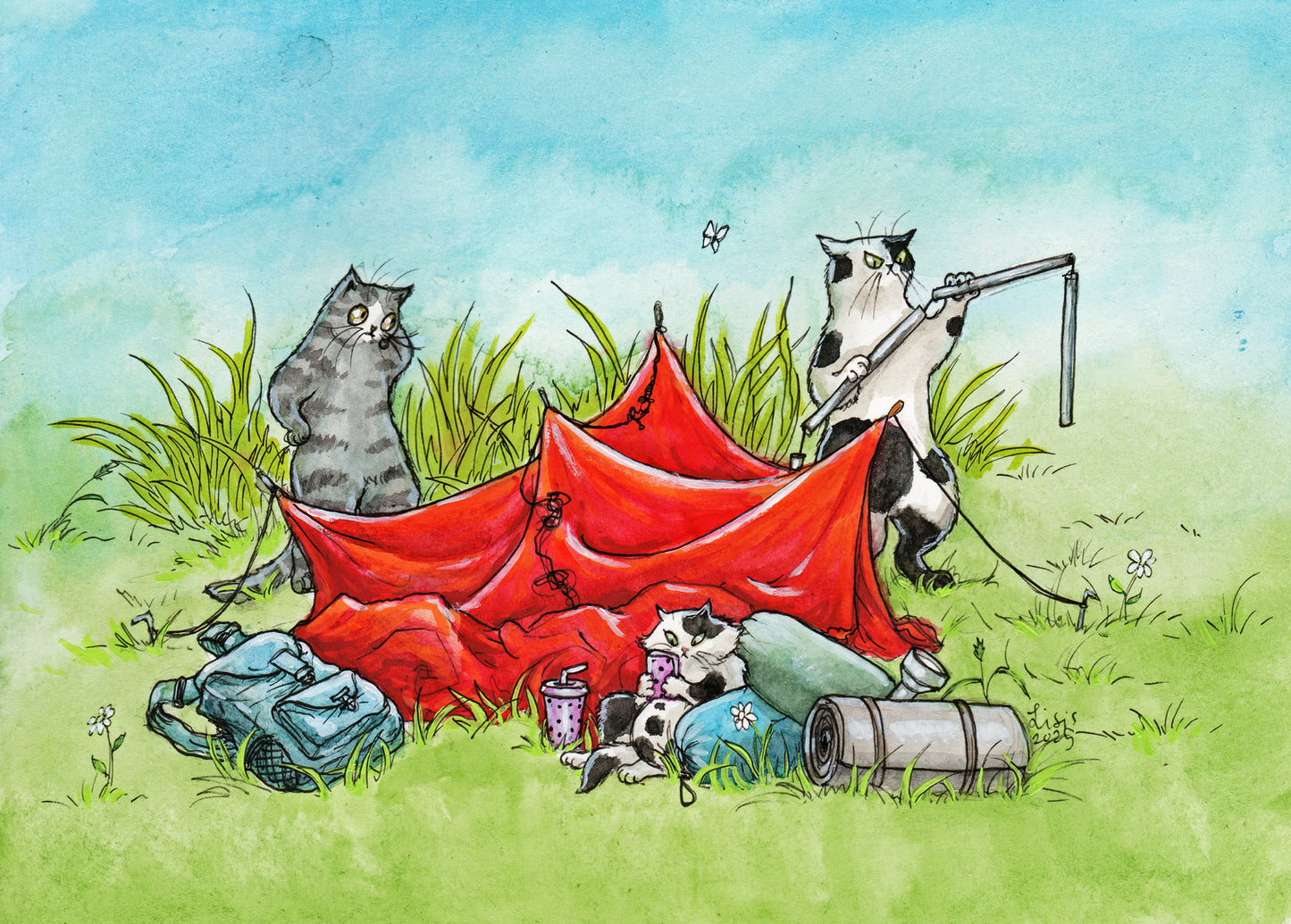 'Happy Campers' Original Illustration