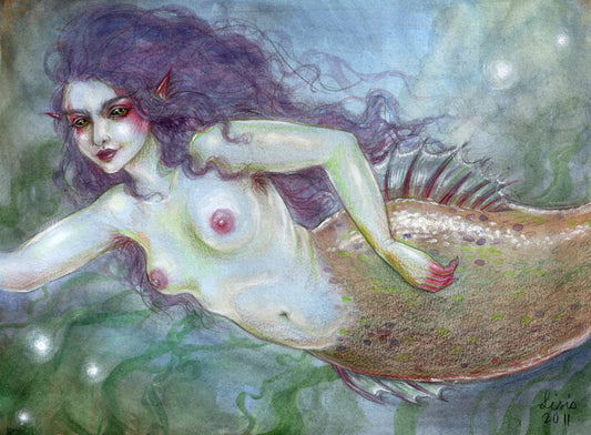 'Lilac Mermaid' - A4 print