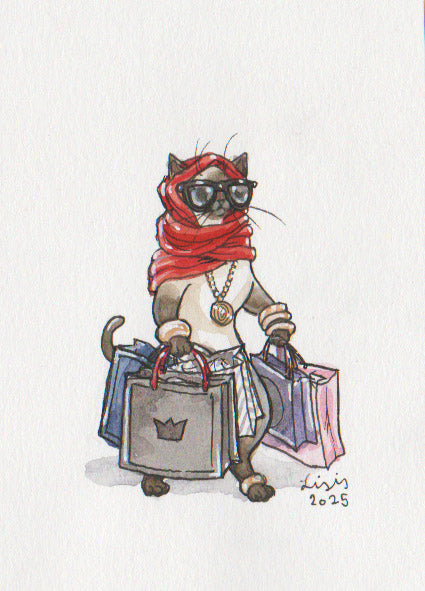 Cat Packs Watercolour Illustrations